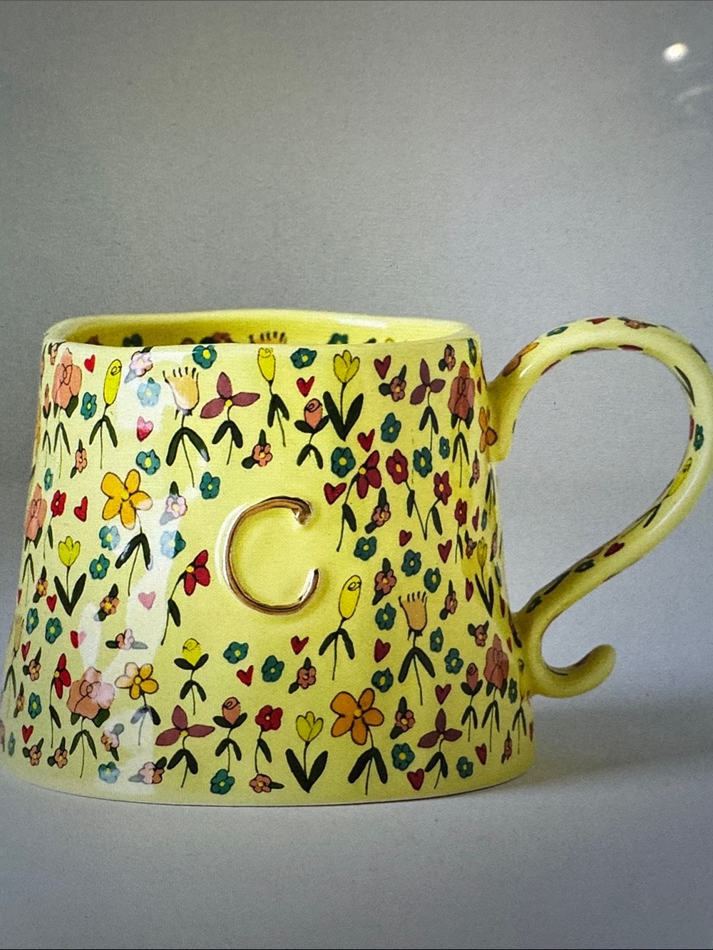 The Mud Fairy Stoneware 24k Gold Accent "C" Monogram Mug